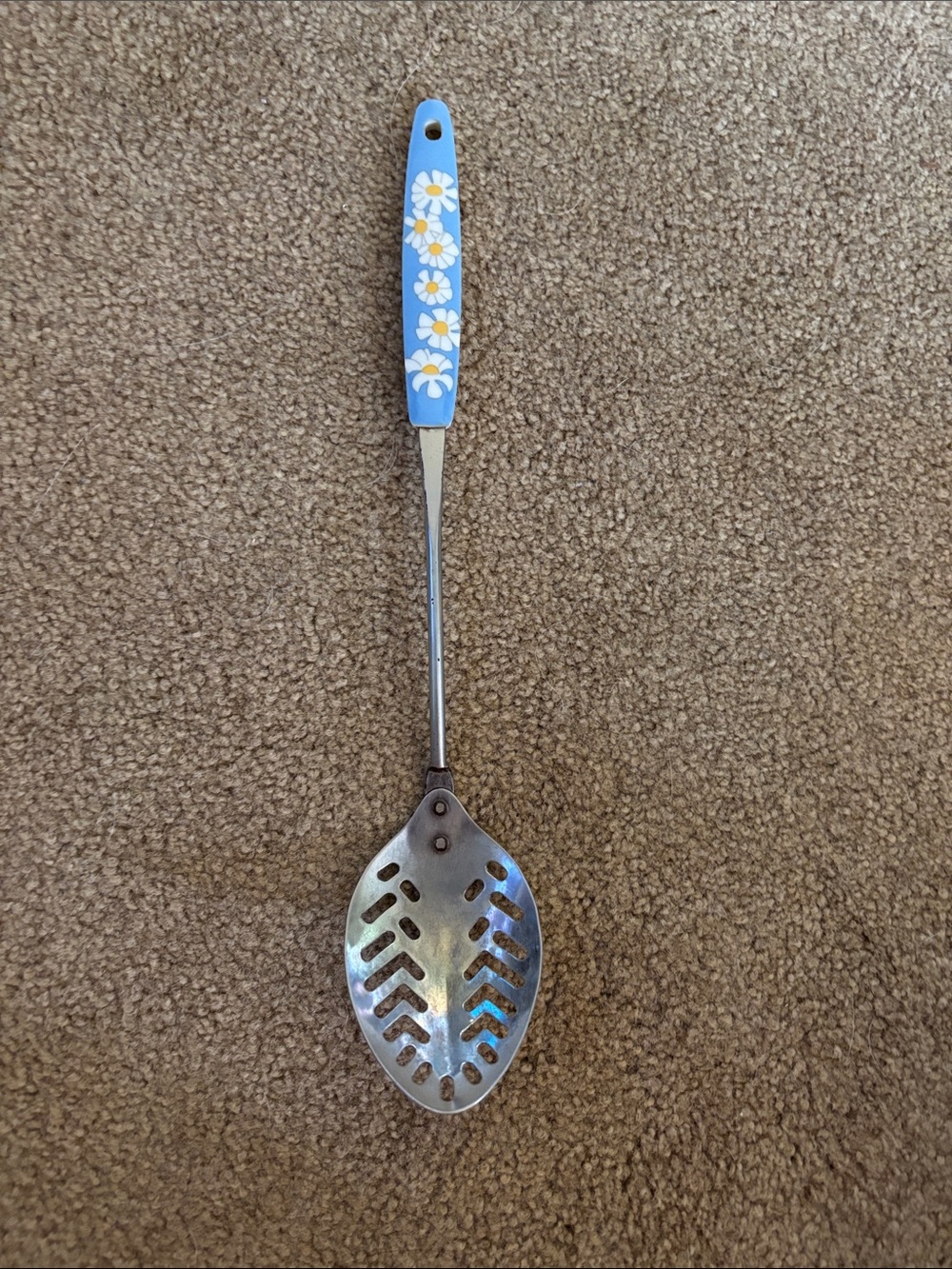 Vintage serving spoon Japan daisies and blue